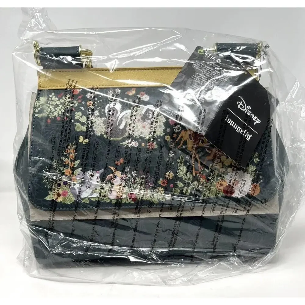 Loungefly Bambi Crossbody Handbag Bag Green Floral Forest Friends Disney